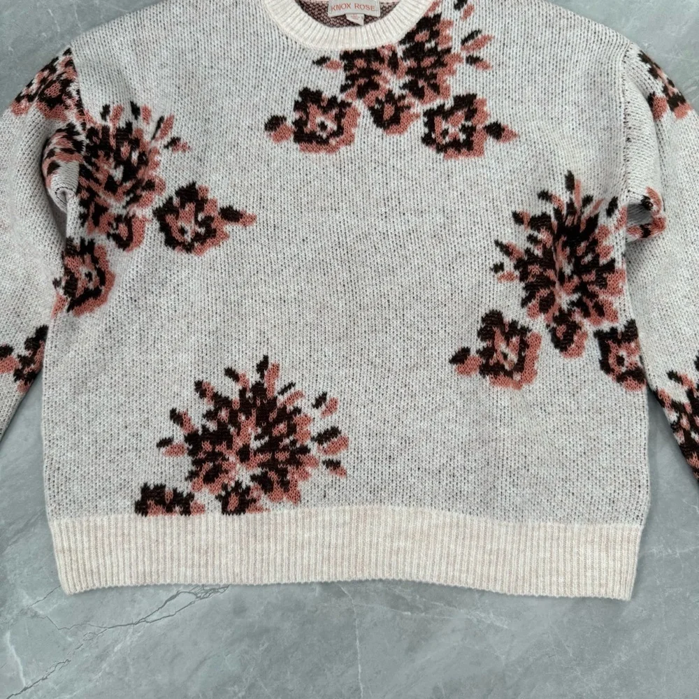 Women’s Knox Rose Floral Crew Neck Pullover Long Sleeve Sweater Size XS